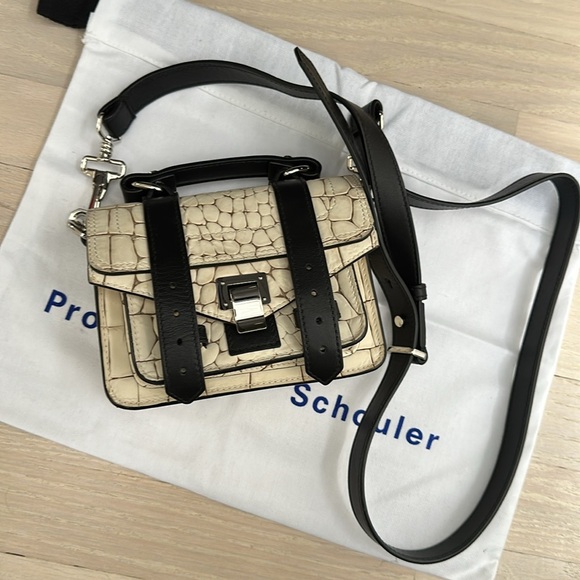 Proenza Schouler Crocodile Embossed Micro PS1 Satchel Off Shoulder Bag - Picture 8 of 9